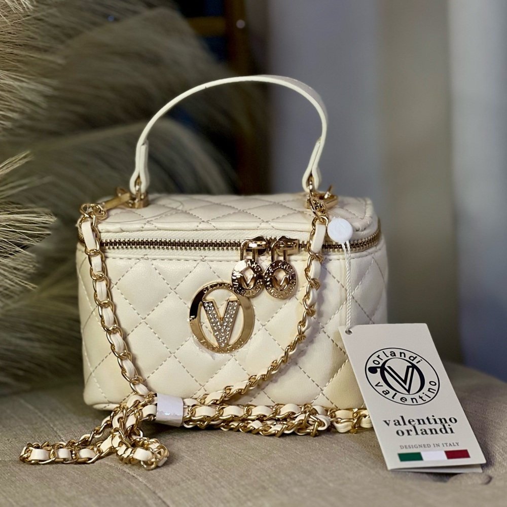 Valentino Orlandi Cream and Gold Crossbody Bag NWT